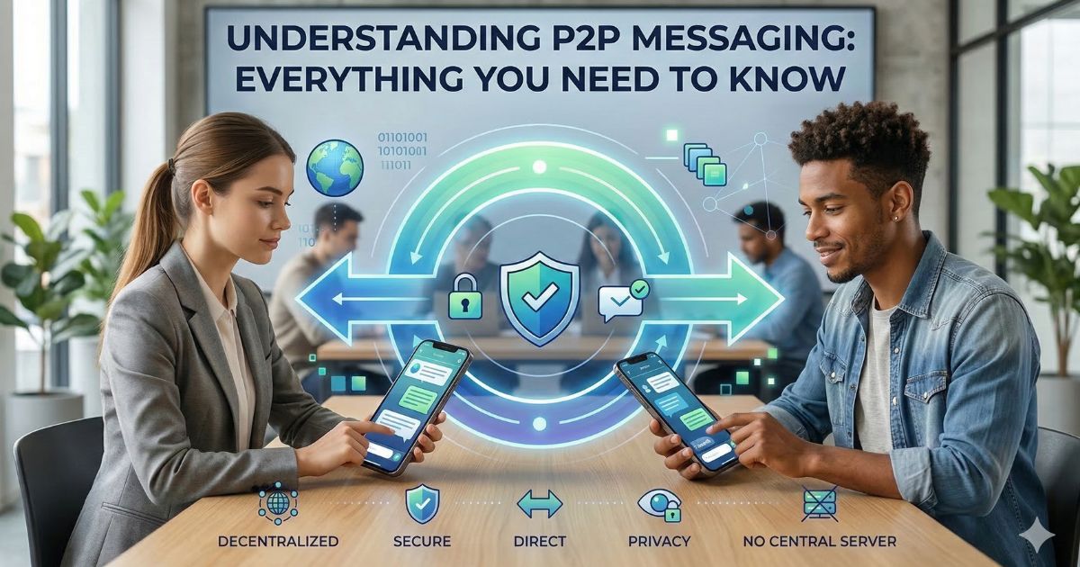 Two people texting directly using a P2P messaging network connection.